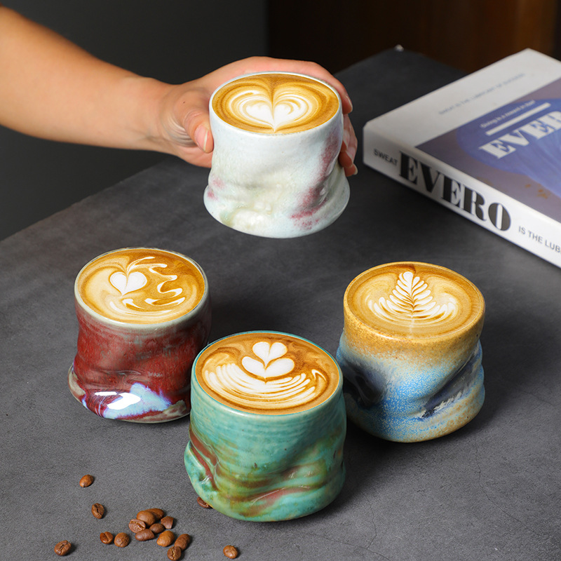 Coffee Tea Latte - Tasses à expresso en grès, Vintage,